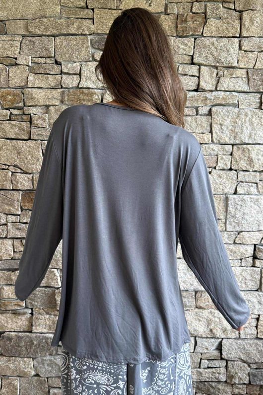 Essential Jersey Long Sleeve Top Graphite ~